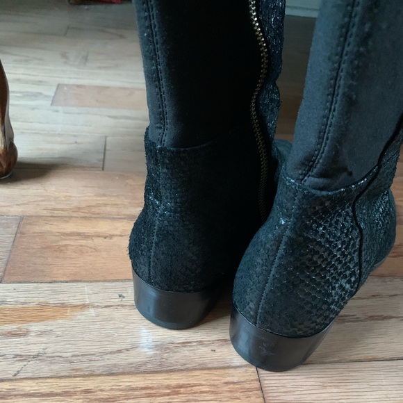 Michael Kors Bromley Distressed Embossed Leather Flat Boot - Picture 3 of 7